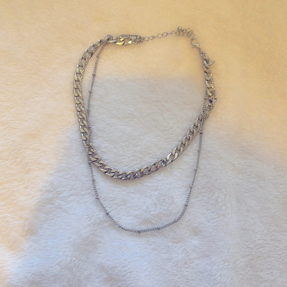 Choker silver chain necklace